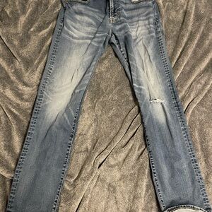 American Eagle Outfitters Men's Faded Blue Straight Jeans